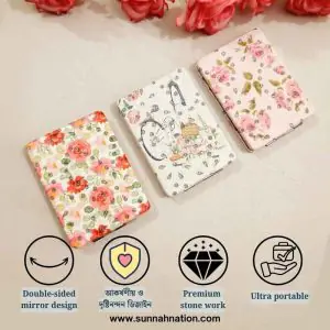 Premium Floral Pocket Mirror Double-Sided