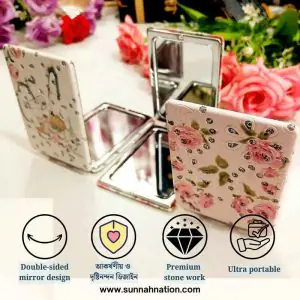 Premium Floral Pocket Mirror Double-Sided