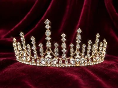 Luxury Gold Crystal Crown Tiara for Women | Premium Rhinestone Bridal Wedding Princess Crown | Elegant Party & Birthday Hair Accessory
